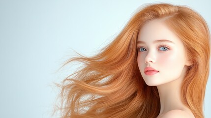 Naklejka premium Beautiful Woman with Long Red Hair and Blue Eyes