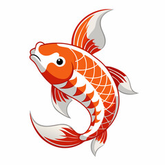 koi vector colorful koi illustration, cartoon  red and orange color 