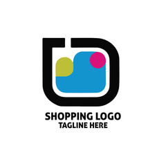 Shopping center logo design template. Online shop logo also.