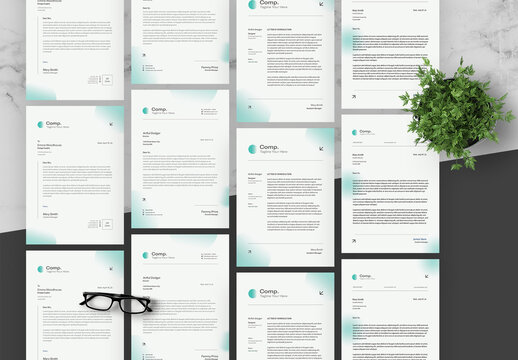 Blue Gradient And White Letterhead