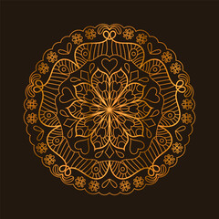 Mandala ornament in gold colors . Vintage decorative floral mandala. Luxury design perfect for wedding invitation, greeting cards