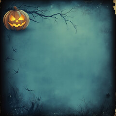 Halloween party invitation card with copy space for custom text. Halloween poster with spooky elements, pumpkins, bats