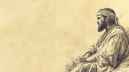 Fototapeta premium The Reigns of Amaziah and Jeroboam II: Amaziah’s Captivity in Samaria After His Defeat, 2 Kings Biblical Art, Beige Background