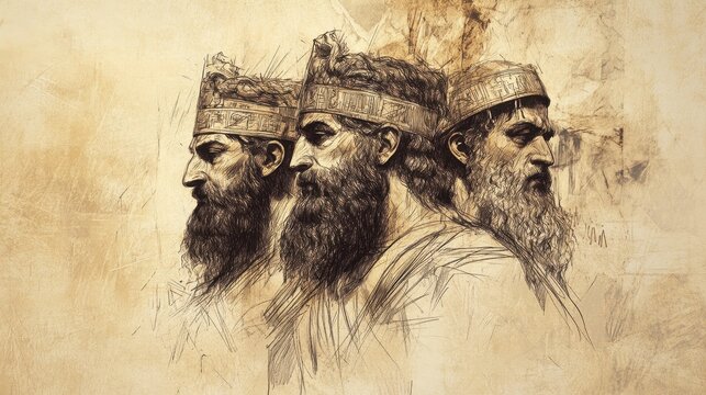 The Tragic Fall of Jerusalem: Nebuchadnezzar's Cruelty to Zedekiah and His Sons, 2 Kings Biblical Art, Beige Background