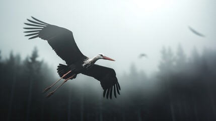 Obraz premium Majestic Crane in Flight