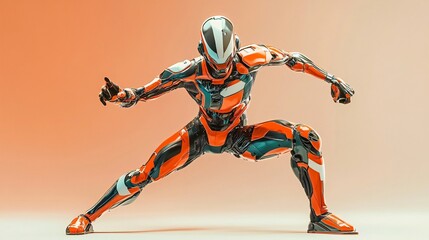 Realistic action figure in a dynamic pose, showcasing intricate details and vibrant colors against a light solid color background
