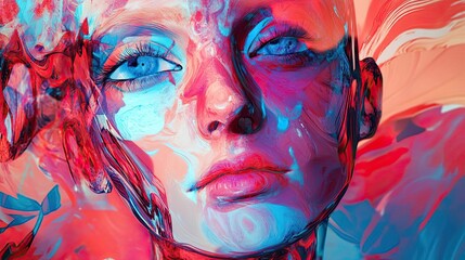 A vibrant, abstract portrait featuring striking colors and imaginative patterns, evoking a sense of creativity and emotion.