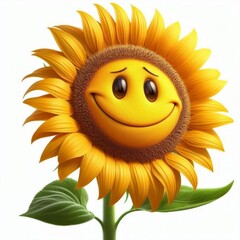 sunflower with a smile on a white background