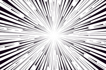 Comic book speed black lines background. Radial design for comic books and manga. Anime explosion effect. Anime art frame