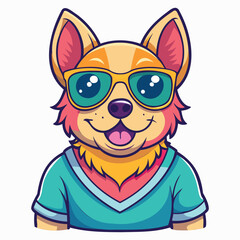 Fototapeta premium Vector graphic t-shirt Design of a cute happy dog with sunglass Isolated on a white background