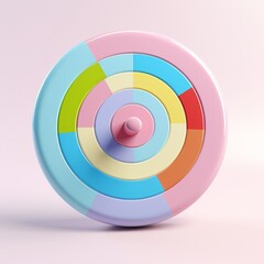 A vibrant spinning top with colorful segments, ideal for playful designs and childhood nostalgia.