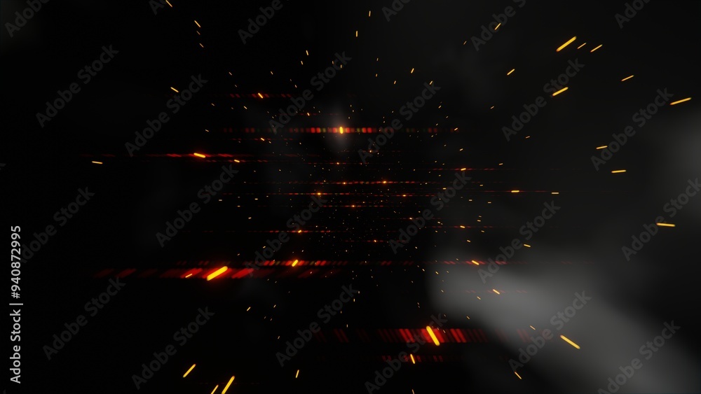 Poster speed of light in space: abstract light streaks on a dark background