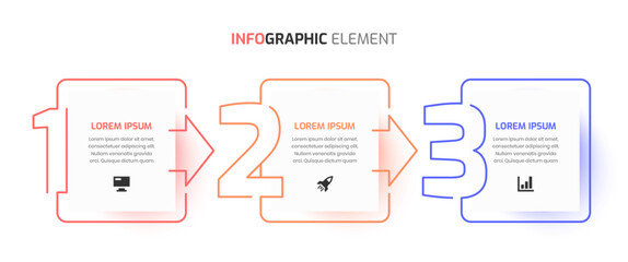 Minimal Business Infographic Template Thin Line with Arrow Square Label Icon and 4 Number
