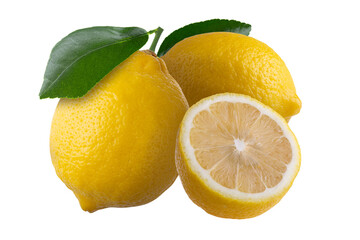 Lemon fruit isolated on alpha background