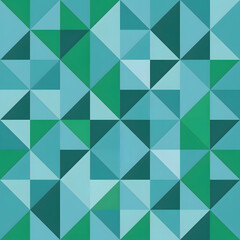 Fototapeta premium Geometric T-shirt Design Featuring Overlapping Triangles and Circles in Various Shades of Blue and Green, Creating a Modern and Abstract Pattern with Crisp Lines, Perfect for a Bold Fashion Statement.