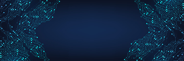 Artificial Intelligence or machine learning illustration design. Quantum computer technology concept with circuit board and motherboard texture background design. Waves flow quantum explosion