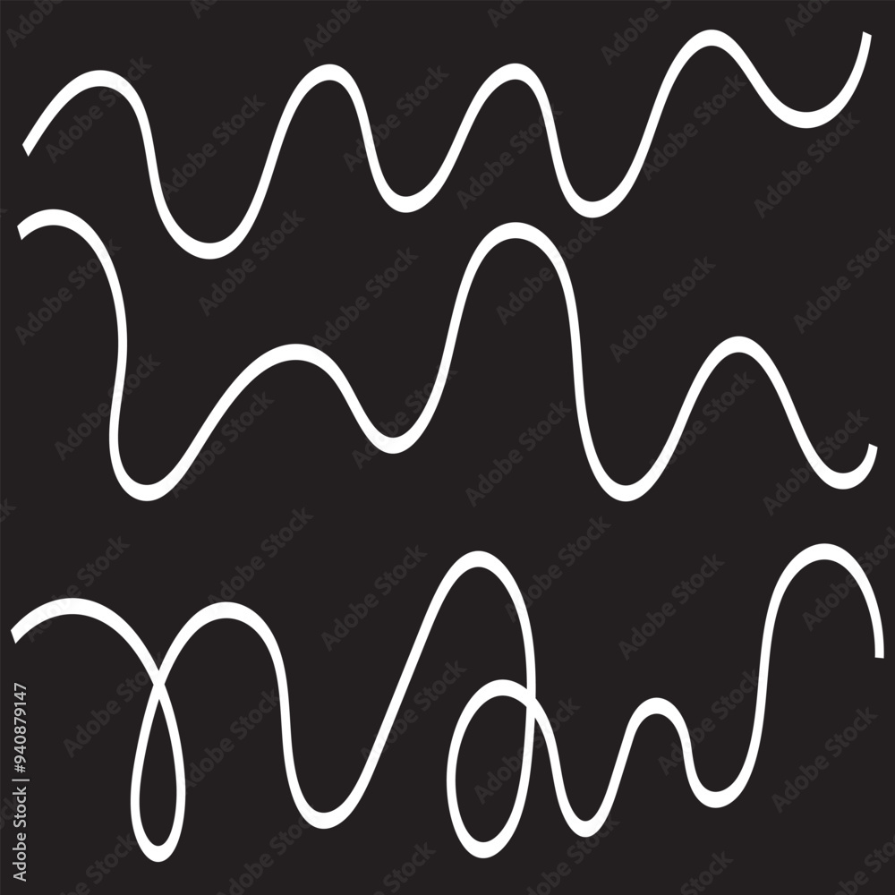 Wall mural wavy line pattern with curvy abstract squiggles in a psychedelic wiggle design. vector illustration.