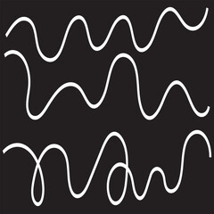 wavy line pattern with curvy abstract squiggles in a psychedelic wiggle design. Vector illustration. Isolated on black  background. EPS 10