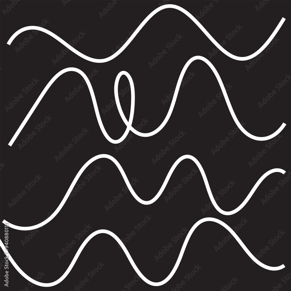 Wall mural wavy line pattern with curvy abstract squiggles in a psychedelic wiggle design. vector illustration.