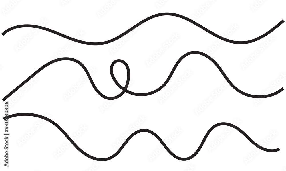 Wall mural wavy line pattern with curvy abstract squiggles in a psychedelic wiggle design. vector illustration.