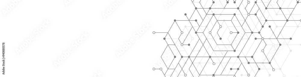 Aufkleber Modern technology illustration with square grid. Technology banner template cubes texture. Digital geometric abstraction with lines and dots