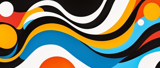 A trippy, abstract design with spirals, waves, and concentric circles of bright, swirling colors