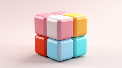 Obraz premium Colorful 3D blocks arranged creatively, perfect for children's toys, education, and playful design themes.