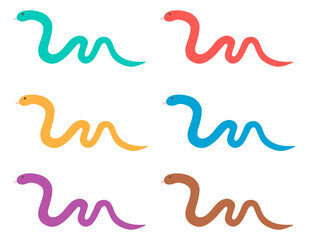 Obraz premium シンプルなかわいいヘビのイラスト セット