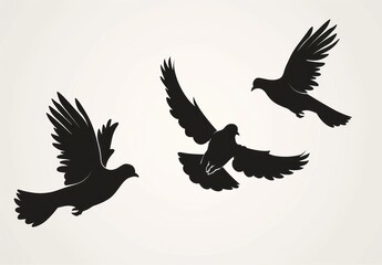 Obraz premium Silhouettes of Doves in Flight