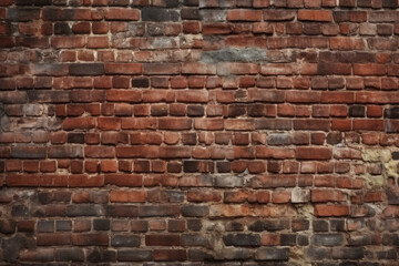 Naklejka premium Processed collage of obsolete red brock masonry wall texture. Background for banner, backdrop