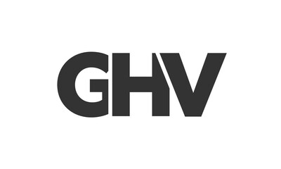 GHV logo design template with strong and modern bold text. Initial based vector logotype featuring simple and minimal typography. Trendy company identity.