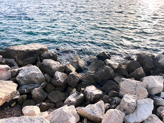 sea water and shore rocks