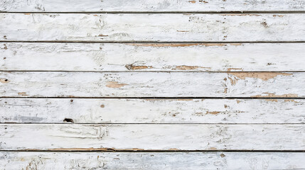 Obraz premium Old wooden plank wall painted with white peeling paint. Rustic background.