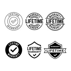 Set of Lifetime Warranty Stamp, Imprint, Seal Template in flat color. Vector Stock Illustration
