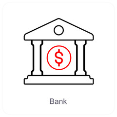 Bank and financial institution icon concept