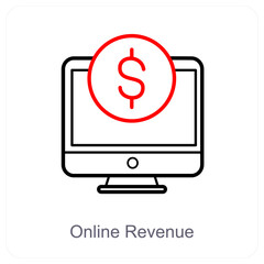 Online Revenue and digital money icon concept