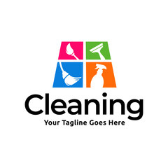 House cleaning service logo design. House cleaning products vector design.