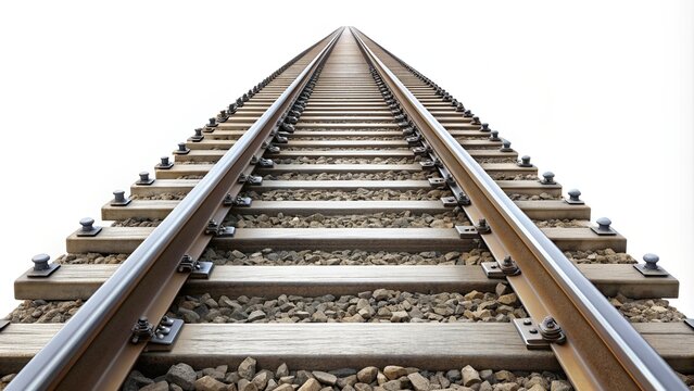 Train tracks isolated on white background rendering, train, tracks, transportation, railway, travel
