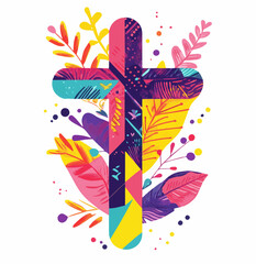 Obraz premium Colored Christian cross on a white background