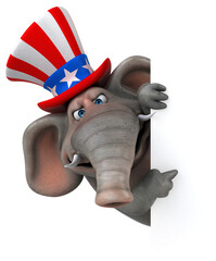 Fun 3D cartoon elephant with an uncle sam hat