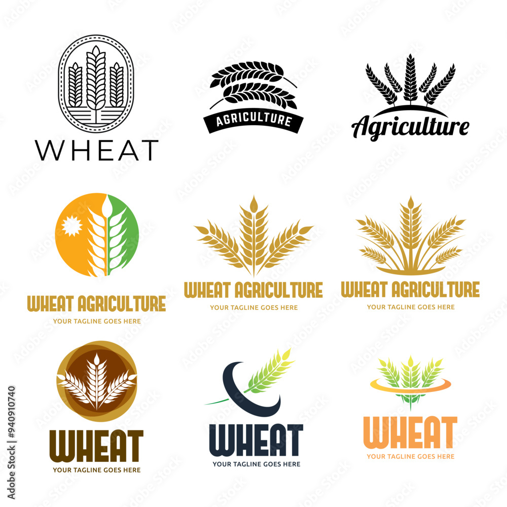 Canvas Prints Set of Wheat or grain logo vector logo design template