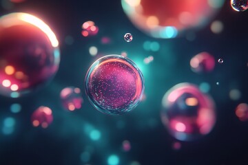 Abstract biology babackckground, nano medicine concept, Nano particles for pain treatment and substance release. Macro shot.photorealistic
