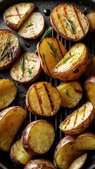 Delicious barbecue grilled potatoes with some garnish