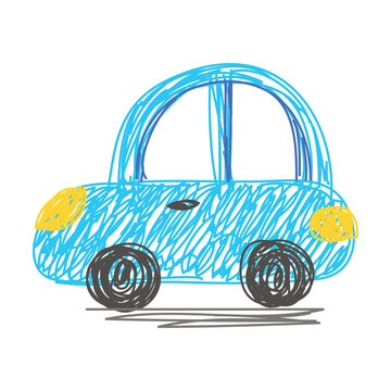 Car as Kids Doodle Simple Hand Drawn Element Vector Illustration