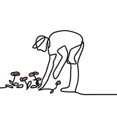 Fototapeta premium line drawing of a farmer or gardener