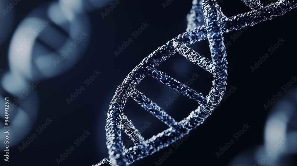 Poster 3d rendering of bioinformatic, medical, biotechnology background dna helix-strand holographic strand