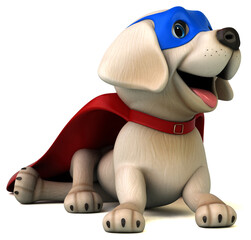 Fun 3D cartoon super white Labrador retriever