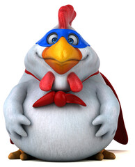 Fun 3D cartoon illustration of a chicken superhero