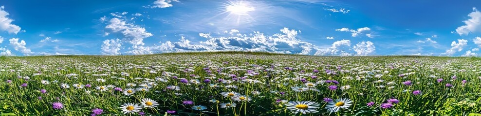 Obraz premium An image of a spring landscape with flowers in bloom on a meadow