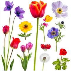 Fototapeta premium Flowers and buds isolated on white